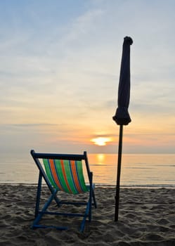 Sunset with beach chair