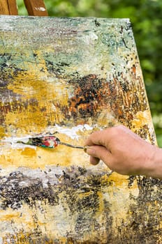 Detail of an abstract acrylic painting