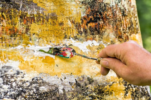 Detail of an abstract acrylic painting