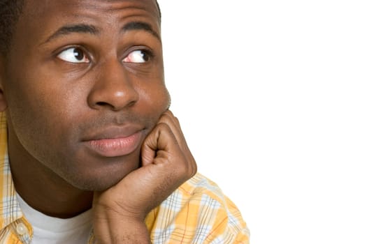 Isolated black man thinking