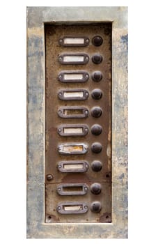 Detail of the old and damaged doorbells