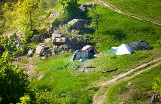 Photo of camping at european mountains