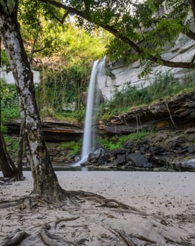 Waterfall with sand beach
