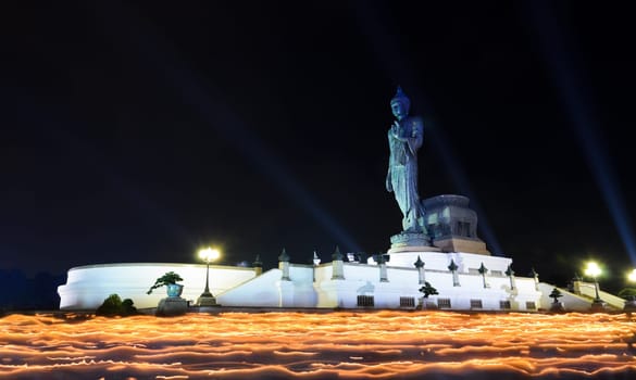Candle light trail of Buddhism Ceremony