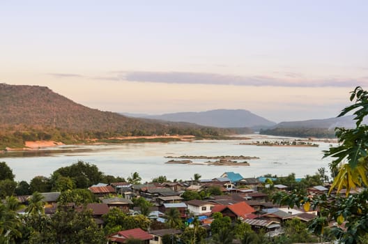 Riverside village of Khong Chiam in Thailand