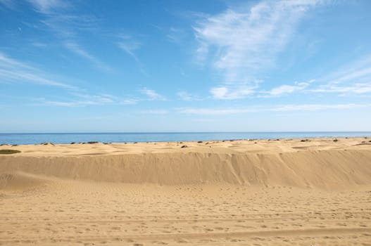 African European Sand Dune Desert Landscape in Gran Canaria Island Spain