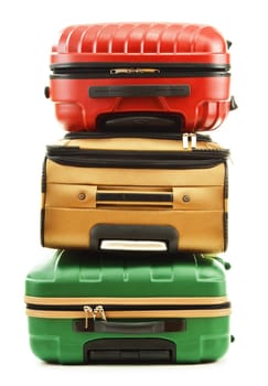 Three suitcases isolated on white background
