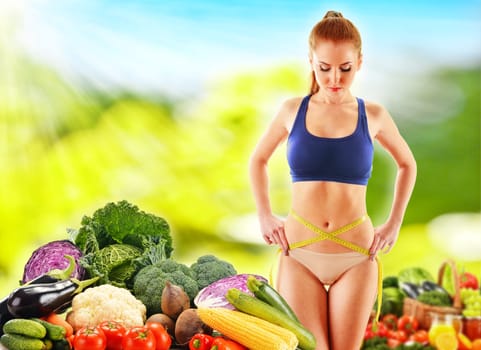 Dieting. Balanced diet based on raw organic vegetables