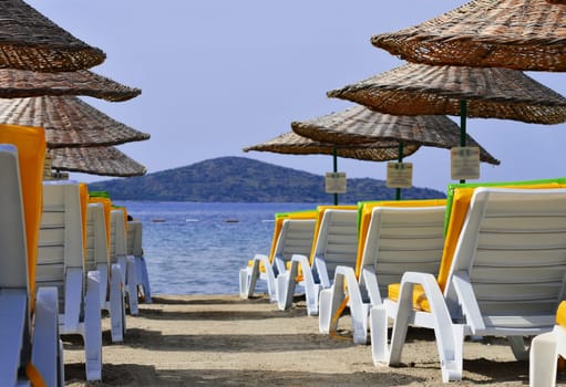 Mediterranean beach during hot summer day