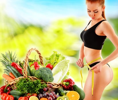 Dieting. Balanced diet based on raw organic vegetables