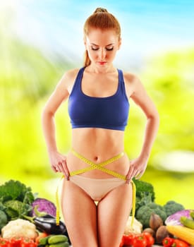 Dieting. Balanced diet based on raw organic vegetables