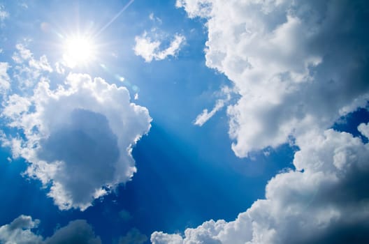 blue sky background with tiny clouds