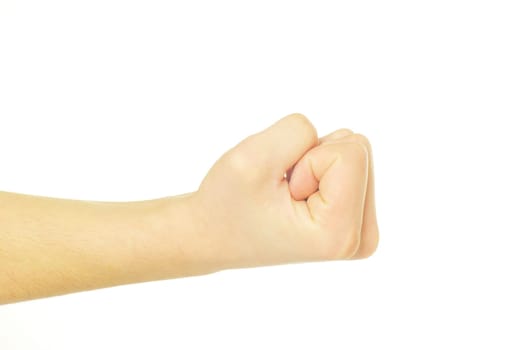 clenched fist isolated on the white