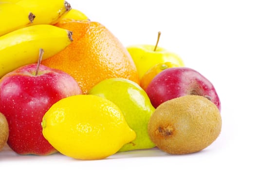 Composition with fruits isolated on white