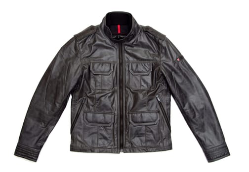 black leather jacket isolated on white background