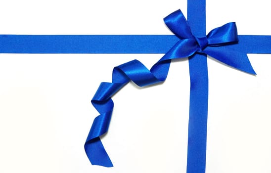 blue holiday bow on white background