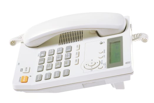 white office telephone on a white  background