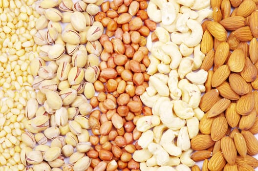 various nuts on a background