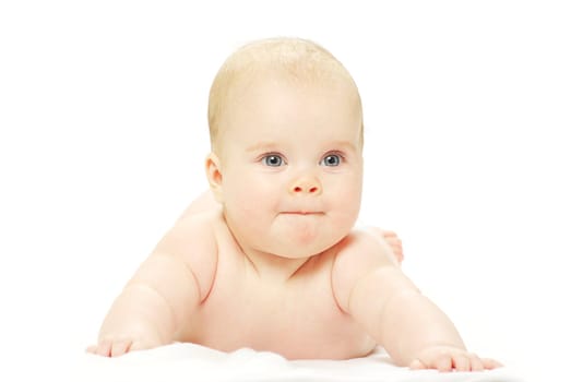 New born baby girl isolated on white