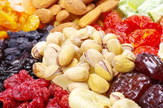 Background made of assorted dried fruits