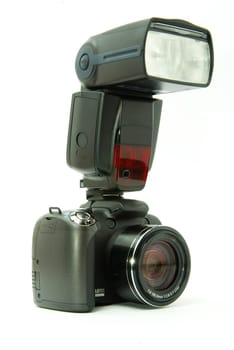 black digital camera isolated on white
