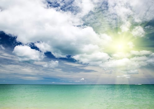 Blue sea and blue sky