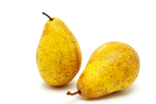 The ripe pears isolated on the white