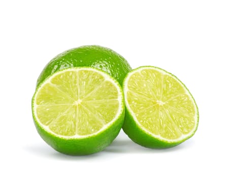 Fresh ripe lime isolated on white background