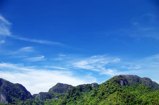 Tropical Mountain with blue sky