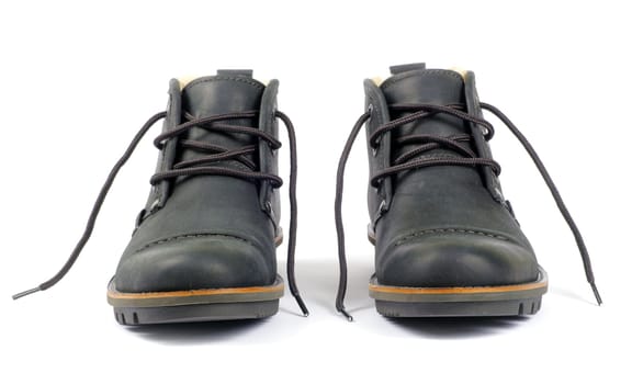 man's black shoes isolated on white background