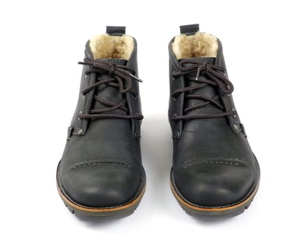 man's black shoes isolated on white background