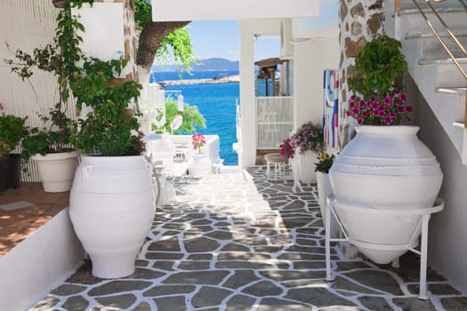 beautiful typical greek tavern on greece