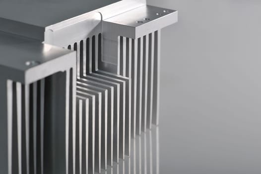 Abstract detailed view of a CNC-milled aluminum heat sink