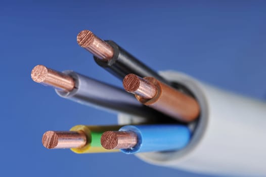 Macro detail of a stripped power cable