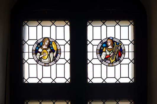 stained glass window in Burg Bentheim, a medieval castle in Bentheim, Germany