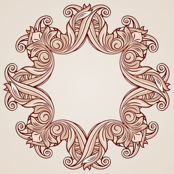 Ornate pattern with floral elements in pastel rose pink tints