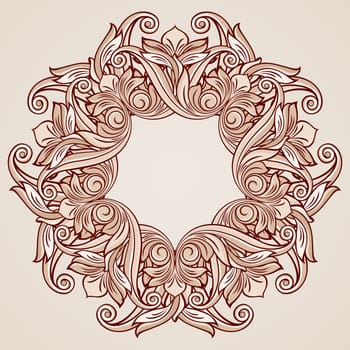 Round ornate pattern in pastel rose pink tints