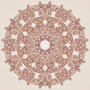 Round ornate pattern in pastel rose pink shades