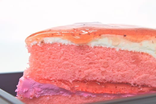 Dessert Strawberry cheesecake in plate on background