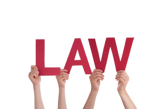 Many People Holding the Red Word Law, Isolated