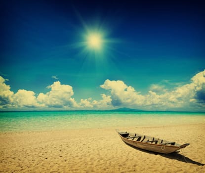 grunge image of tropical beach