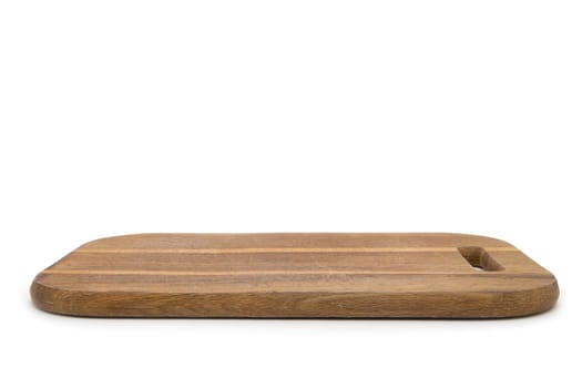 Wooden chopping board isolated on white background