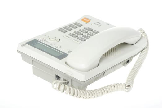 white office telephone on a white  background