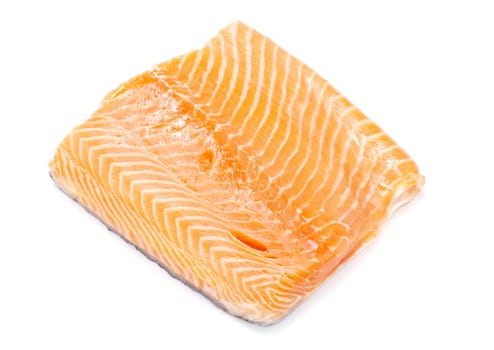 salmon steak red fish on white