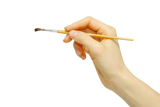 Isolated photo of a brush in a hand