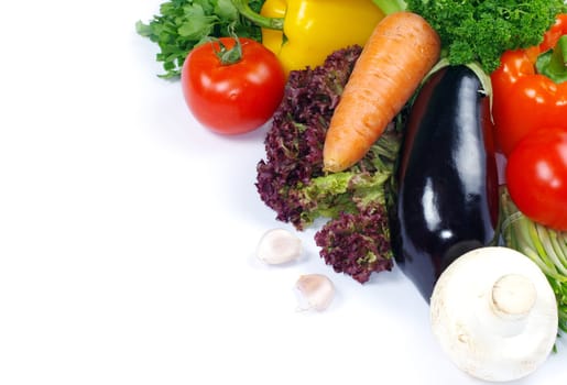 fresh vegetables on the white background..