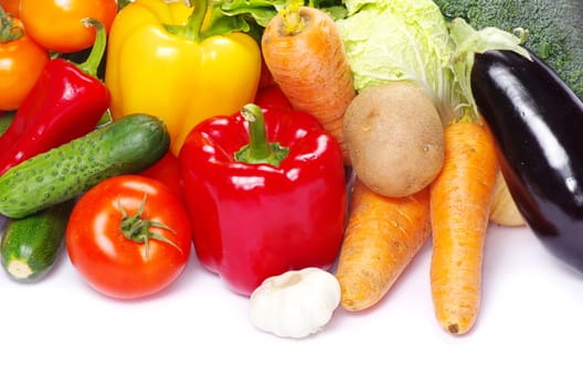 fresh vegetables on the white background