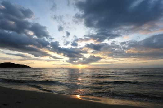 sunset over the sea on the island of Koh Samui in Thailand