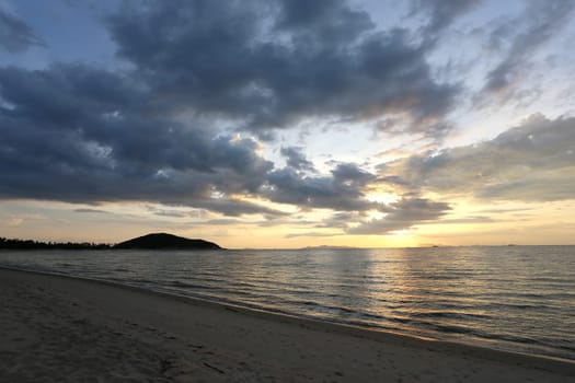 sunset over the sea on the island of Koh Samui in Thailand