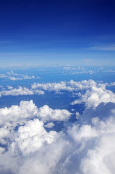 blue sky with clouds and sun